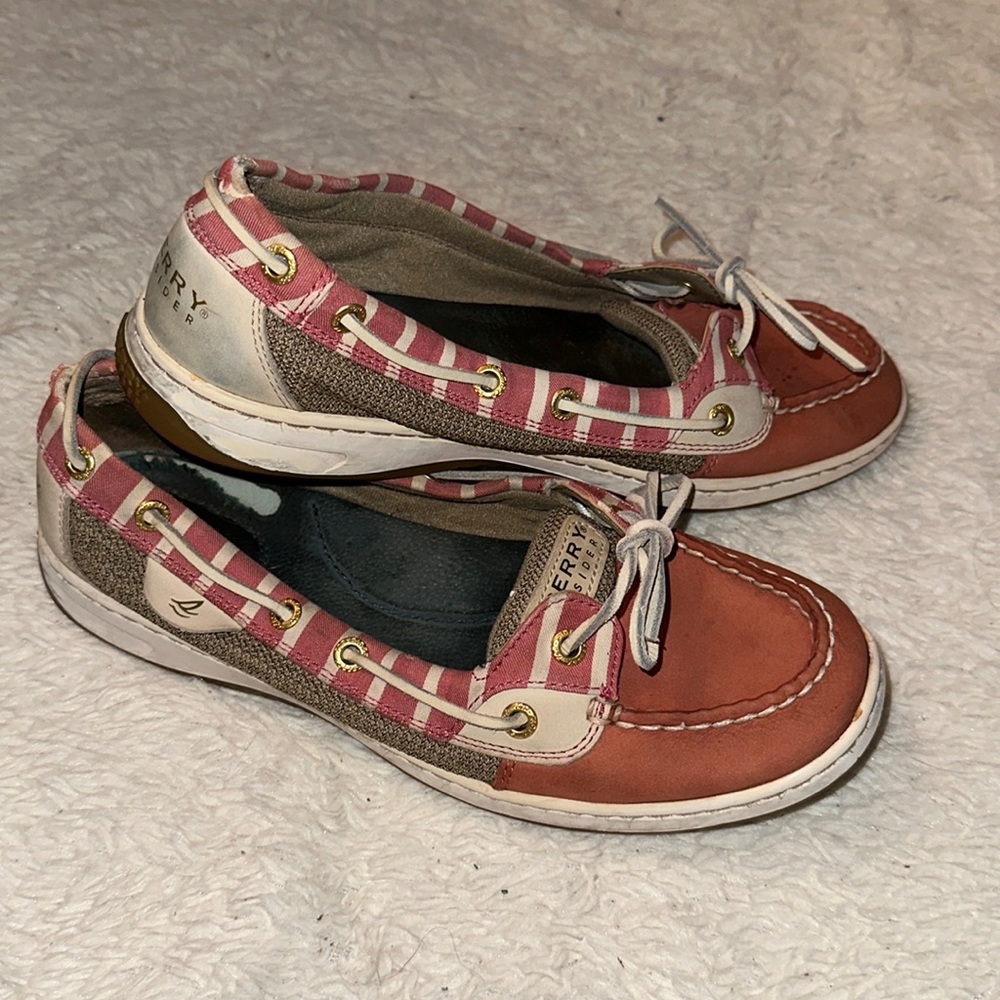 Sperry Topsiders Orange Pink Leather Women’s 8.5